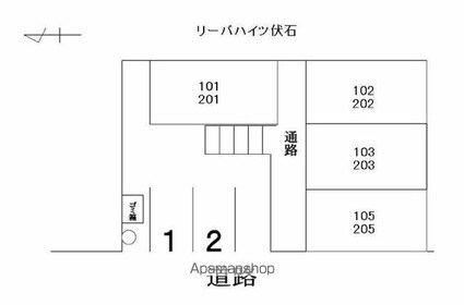 リーバハイツ伏石[1K/23.18m2]の配置図