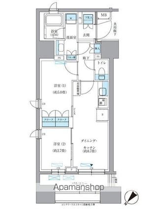 パークアクシス東日本橋[2DK/45m2]の間取図