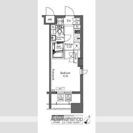 プラウドフラット三軒茶屋[1K/21.75m2]の間取図