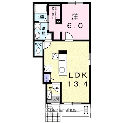 ミニョン・ヒルズ[1LDK/47.08m2]の間取図