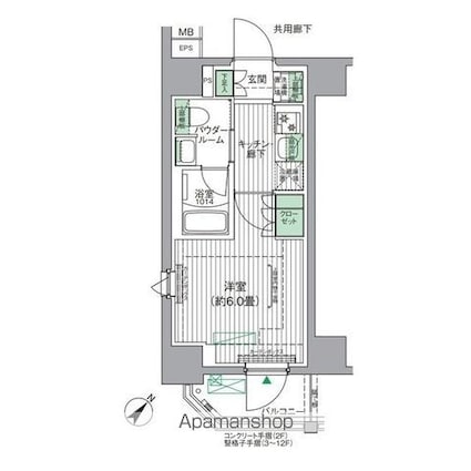 ＢＰＲレジデンス青砥[1K/20.61m2]の間取図