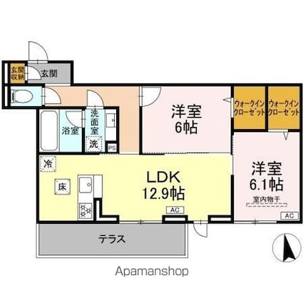 ルボワ　エスト[2LDK/61.42m2]の間取図