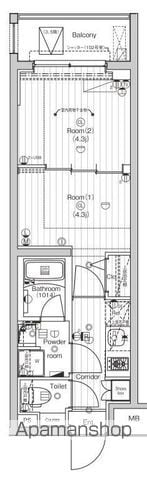 【新宿区北新宿のマンションの間取り】