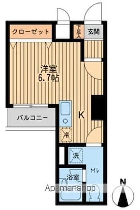 ドゥーエ西大島[1R/24.46m2]の間取図