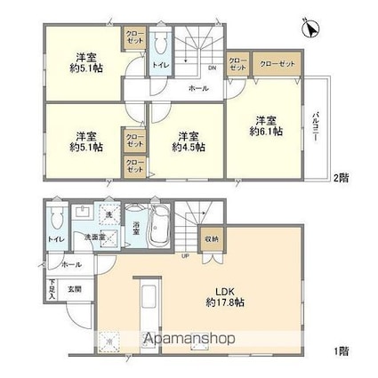 Ｋｏｌｅｔ船橋咲が丘０６[4LDK/91.08m2]の間取図