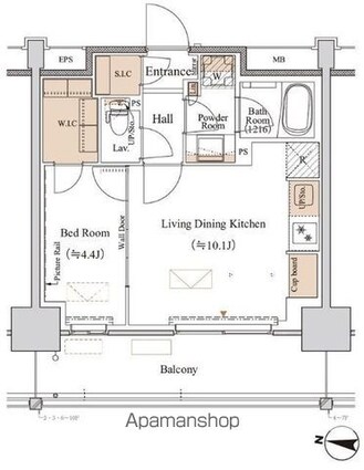 ブランシエスタ木場[1LDK/36.66m2]の間取図