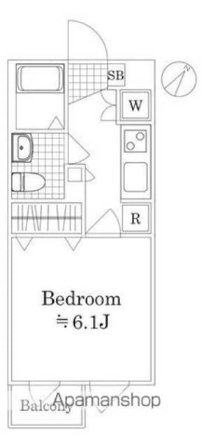 ステージグランデ田園調布アジールコート[1K/21.7m2]の間取図