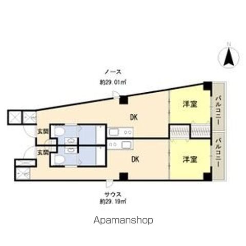 【アパートメント谷町の間取り】