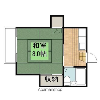 第３伸陽閣[1K/24.76m2]の間取図