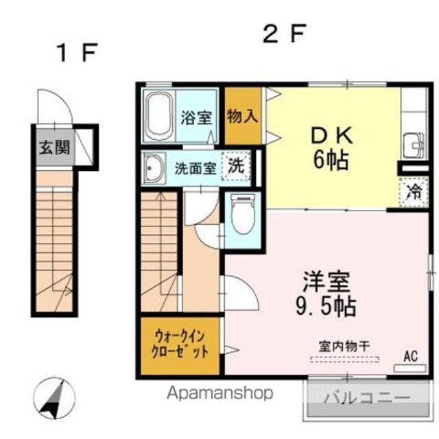 ローズコート堀越[1DK/41.1m2]の間取図