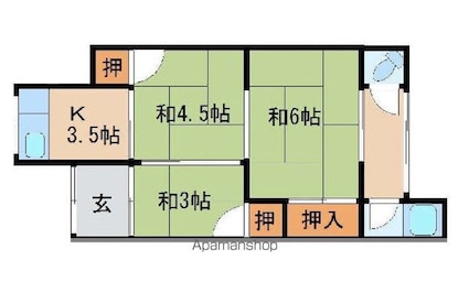 和歌山県和歌山市福島[3K/46.08m2]の間取図