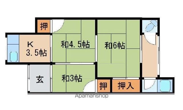 和歌山県和歌山市福島[3K/46.08m2]の間取図