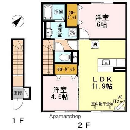 ユカレリ　ハレ[2LDK/57.14m2]の間取図