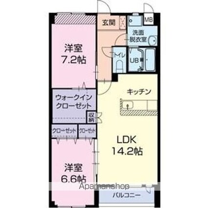 Ｐｌａｎｄｏｒ　Ｏｎｅ[2LDK/67.7m2]の間取図