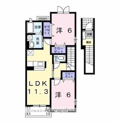 ソレイユＣ[2LDK/58.48m2]の間取図