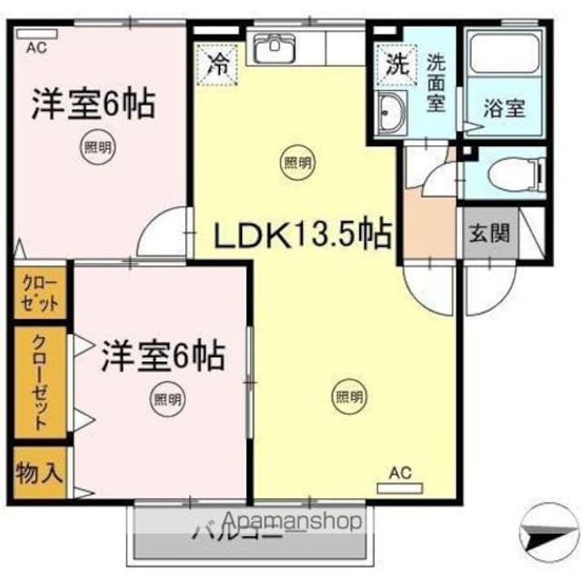 香川県高松市木太町[2LDK/54.26m2]の間取図