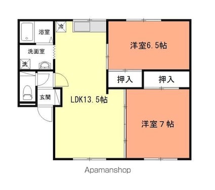セジュール　クレア[2LDK/54.5m2]の間取図