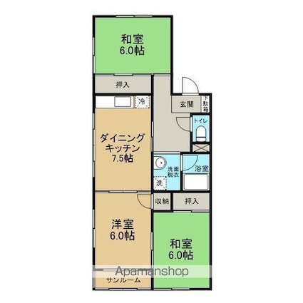 ハイツクリスタル[3DK/57.96m2]の間取図