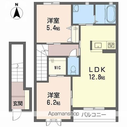 テラスコート東垣生　Ａ棟[2LDK/61.63m2]の間取図
