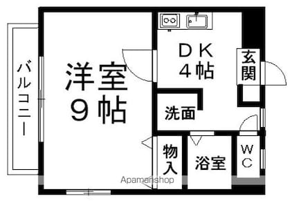 ペスコスターニョ　Ｃ棟[1DK/29.26m2]の間取図
