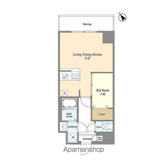アルファコート曳舟[1LDK/30.71m2]の間取図