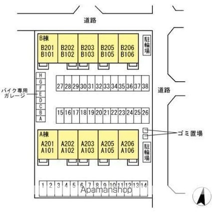 レグルス　Ａ棟[2LDK/66.69m2]の配置図