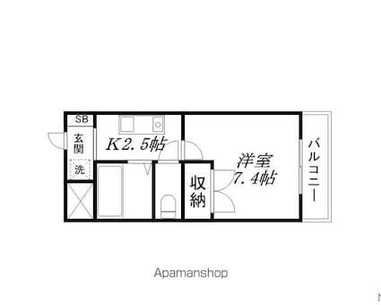 滋賀県大津市衣川１丁目[1K/22.8m2]の間取図