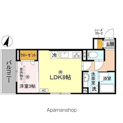 ピオーネ荘[1LDK/31.88m2]の間取図