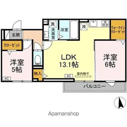 ＴＯＲＩＳＩＡマルナガ[2LDK/56.71m2]の間取図