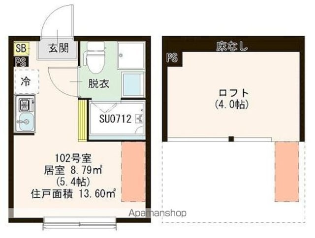 ハーモニーテラス浮間Ⅳ[1R/13.6m2]の間取図