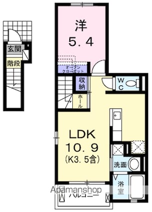 東京都羽村市富士見平２丁目[1LDK/41.24m2]の間取図