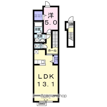 メインステージ東横Ａ[1LDK/51.29m2]の間取図