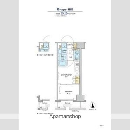 プラウドフラット浅草トレサージュ[1DK/25.2m2]の間取図