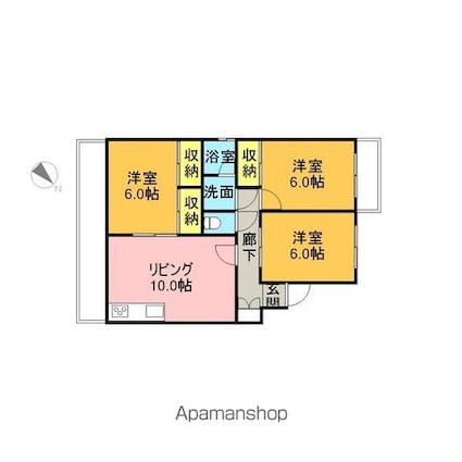 広島県広島市安佐南区高取北１丁目[3LDK/62.9m2]の間取図