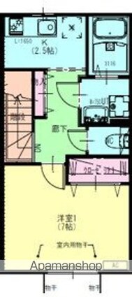 ディアコート盛岡Ｂ[1K/34.5m2]の間取図