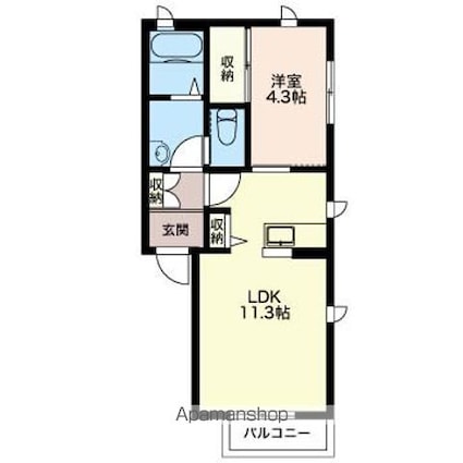コンフォーザ[1LDK/37.75m2]の間取図