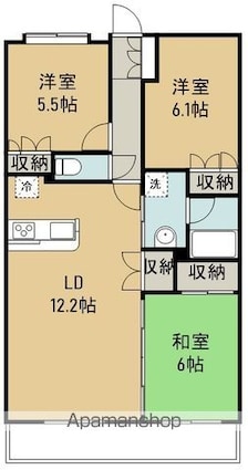 東仙台六番館[3LDK/70.14m2]の間取図