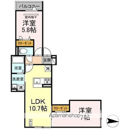 アンソレイエＩＩ[2LDK/51.09m2]の間取図