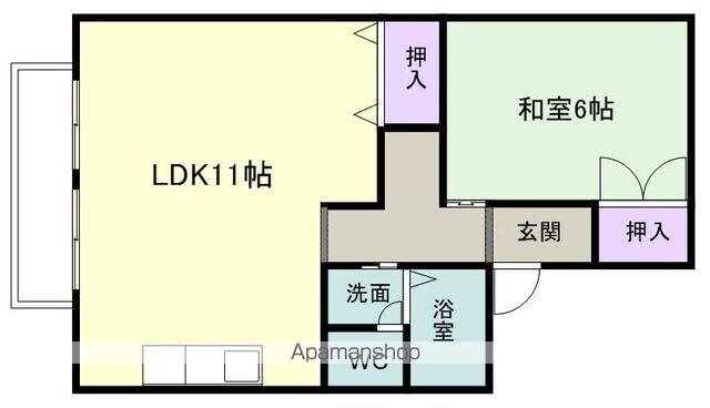 セジュールのざき　Ｃ棟[1LDK/37.12m2]の間取図