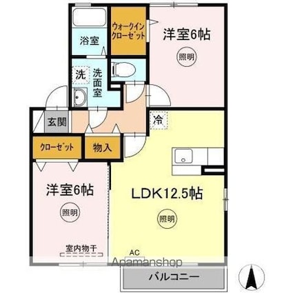 ビーンズヒル[2LDK/57.93m2]の間取図