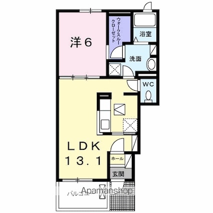 ブライト・ヒル[1LDK/45.09m2]の間取図