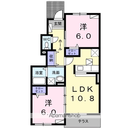 ラフィネ　サンク[2LDK/53.81m2]の間取図
