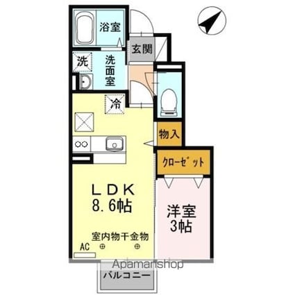 オルフェーヴル[1LDK/31.56m2]の間取図