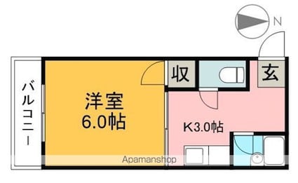 大西コーポⅡ[1K/20m2]の間取図
