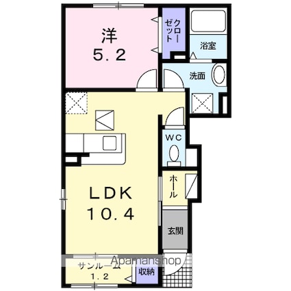 サクラ　レジデンス　１０９[1LDK/41.96m2]の間取図