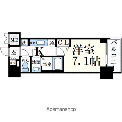 プレサンス桜通ベルノ[1K/24.19m2]の間取図