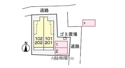 愛媛県松山市中村１丁目[1K/34.15m2]の配置図