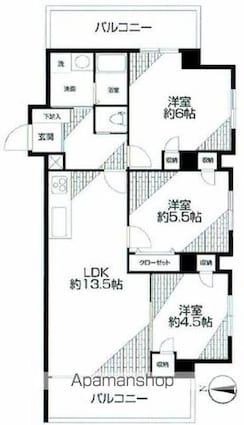 東京都杉並区和田１丁目[3LDK/65.93m2]の間取図