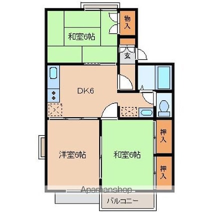 セジュール八幡[3DK/53.46m2]の間取図