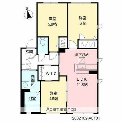 エクラージュ松江　Ｂ棟[3LDK/64.84m2]の間取図